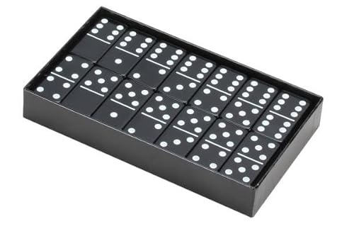 Black Double 6 Jumbo Size Domino Tiles in Snap Vinyl Case
