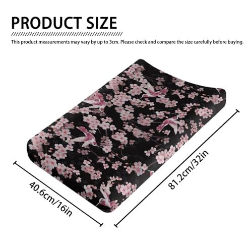 Image of Hummingbird Flower Changing Pad Cover Baby Girls Boys Diaper Change Table Sheet Cover Stretchy Changing Table Covers Soft Breathable