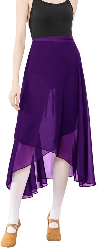 Adult Long Flowy Sheer Chiffon Wrap Scarf Midi Skirt for Ballet Dance Skate Performance