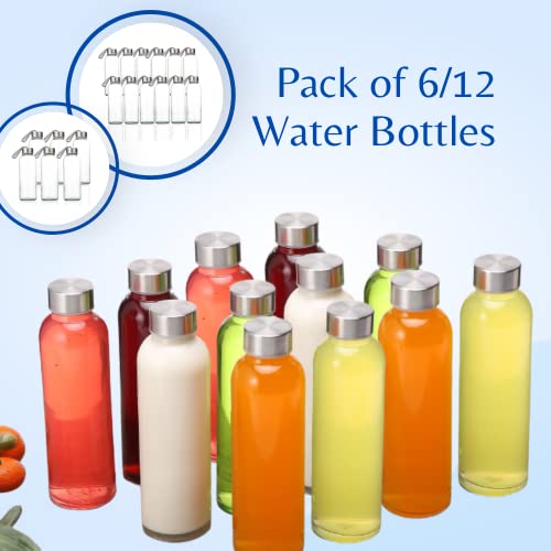 Suresave Glass Water Bottles With Stainless Steel Lids And Sleeves | 16 Oz Reusable Glass Bottles With Carrying Loop For Eco-Friendly Travel Drinks And Beverages (12 Pack) #TOP2