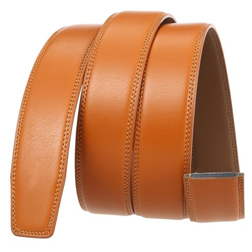 Classic belt, men's belt made of 3.5 cm cowhide leather without buckle, casual belt with plain weave2