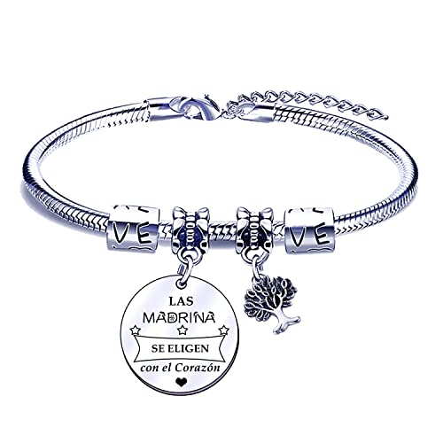 FGHJK Pulsera de Madrina Ideas Regalo Madrina Regalos Navidad Madrina ' Las Madre SE ELIGEN con el Corazón ' Regalo Madrina Bautismo Regalo Madrina Confirmación