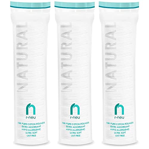 R-Neu Cotton Rounds, 300 Count Makeup Remover And Facial Cleansing Round Cotton Pads, Waffle Textured Hypoallergenic 100% Natural Cotton Wipes, 2.25 Inch Diameter (300 Pack) #TOP16