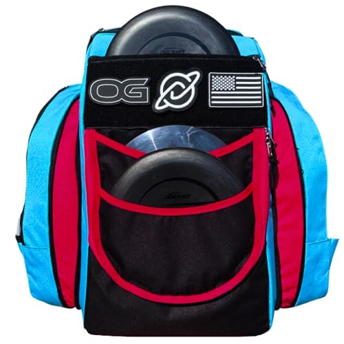 Discology Disc Golf OG V2 Disc Golf Bag | 26+ Disc Capacity | Premium Disc Golf Backpack Bag | Tough, Durable Design | 2 Large Top and Side Compartments | Top Patch Panel with Two Patchs Included