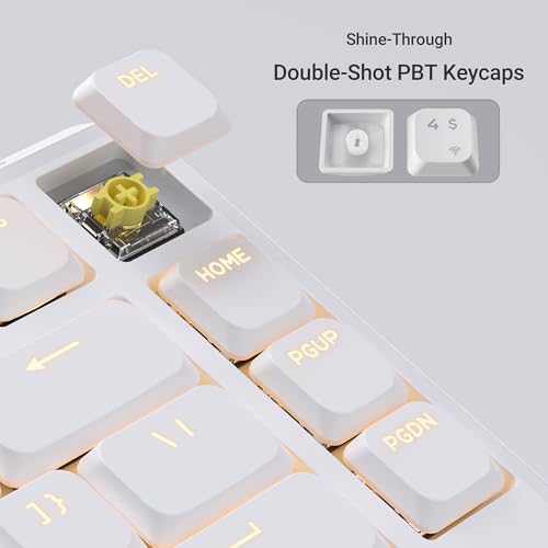 Image of Keychron KJ1 Low Profile Wireless Mechanical Keyboard, 2.4 GHz Bluetooth QMK 75% Layout RGB, Hot-swappable Banana Switch Compatible with Mac Windows Linux, 2000mAh Fast Charge for Gaming - White