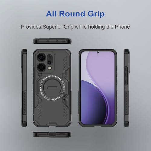 Image of amazon basics Back Case Cover for Oppo Reno 14 5G | MagSafe Case with Built-in Metal Ring | Supports MagSafe Charger, Wallet & Car Mount | Shockproof Hybrid PC + TPU | Black