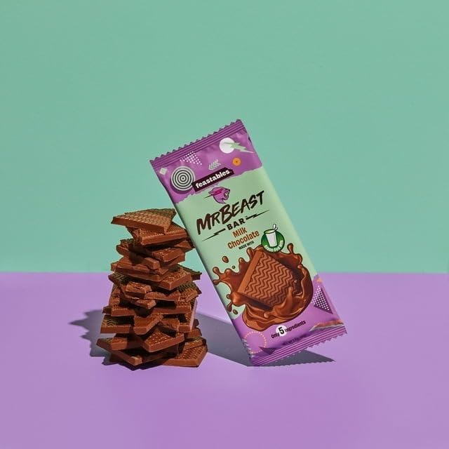 Feastables MrBeast Milk Chocolate Bars - Made with Grass-Fed Milk Chocolate and Organic Cocoa. Only 5 Ingredients 60g