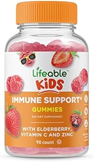 Lifeable Immune Support Gummies for Kids - with Elderberry, Vitamin C and Zinc - Great Tasting Natural Flavor Gummy Supplement - Gluten Free Vegetarian GMO-Free Chewable Vitamins - 90 Gummies