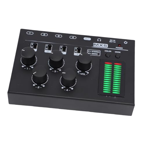 Mélangeur de son à 4 canaux audio compact en métal avec niveau LED