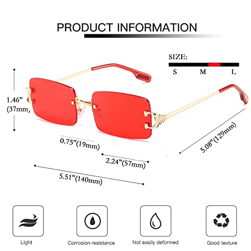 SDINM Rimless Sunglasses 90s Frameless Rectangle Tinted Lens Eyewear Candy Color Glasses for Women Men4