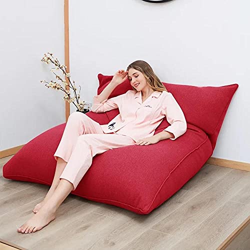 QIROG Pouf poire paresseux canapé maison pliable amovible et lavable en tissu canapé multi-usages lit canapé-lit tatami rouge riche 110 x 140 cm (canapé veste)