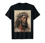 Black Jesus Shirt Face Of Jesus Cross With Crown Of Thorns T-Shirt