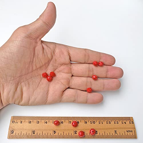 Image of 8mm Rondelle Ceramic Red Glass Beads for Jewelry Making, 300pcs Faceted Briolette Crytal Spacer Beads for Bracelet Necklace Earring