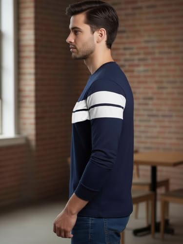 Image of LEOTUDE Stylist Regular fit Full Sleeve Cottonblend Solid Round Neck Tshirt for Man (Color Brown)