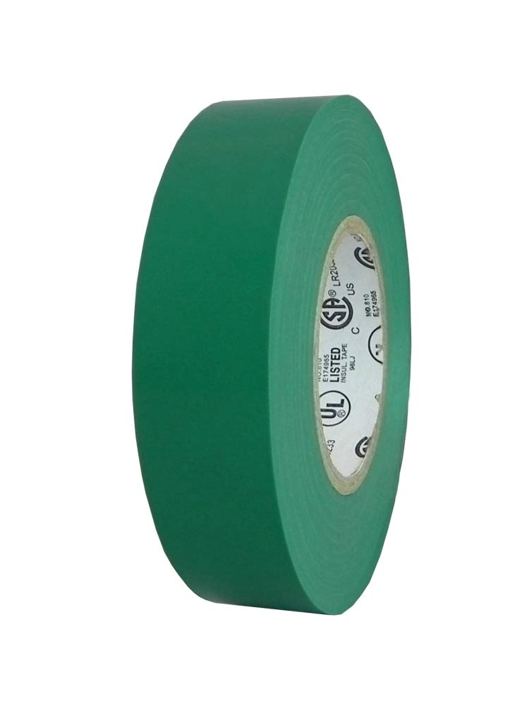 GGR Supplies T.R.U. EL-766AW Color General Purpose Electrical Tape 66' (L) UL/CSA Listed core. Utility Vinyl Synthetic Rubber Electrical Tape (3 in. x 66 ft. (Pack of 10), Green)