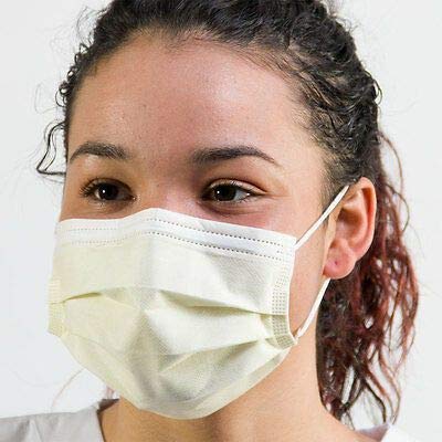 cardinal health at70021 secure-gard outer-facingtissue inner-facing procedure mask with earloop polypropylene yellow pack of 500