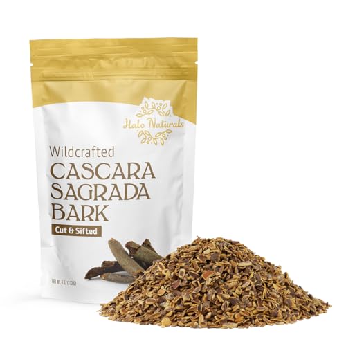 Halo Naturals Cascara Sagrada Bark Wildcrafted Cut & Sifted 4 Ounces Resealable Pouch| Packaged in The USA