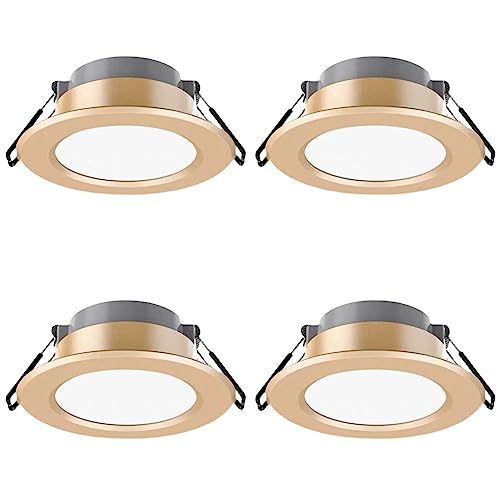 FROIDEXG Downlight Led Focos Empotrados Comerciales para El Hogar Sala De Estar Dormitorio Lámpara De Techo Antideslumbrante Dorada 3W5W7W Aluminio PC Puede Luces 1 Paquete / 4 Paquetes