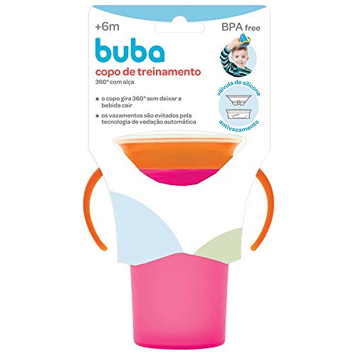 Buba 7546, Copo de Treinamento 360C com Alça, Rosa