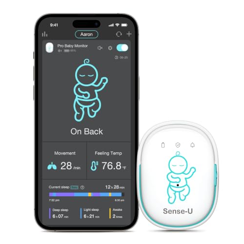 Sense-U Pro Baby Movement & Sleep Position Monitor, Sleep Analysis, Long Battery Life, Easy Clip-On...