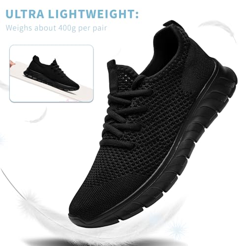 Mens Running Shoes Walking Tennis Sneakers Slip on Gym Workout Athletic Lightweight Casual Sport Shoes Black Szie 11.52