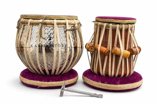 Tabla Set, Basic Tabla Drums Set, Steel Bayan, Dayan with Hammer, Cushions and Cover - Perfect Tablas for Students and Beginners on Budget (PDI-IB)