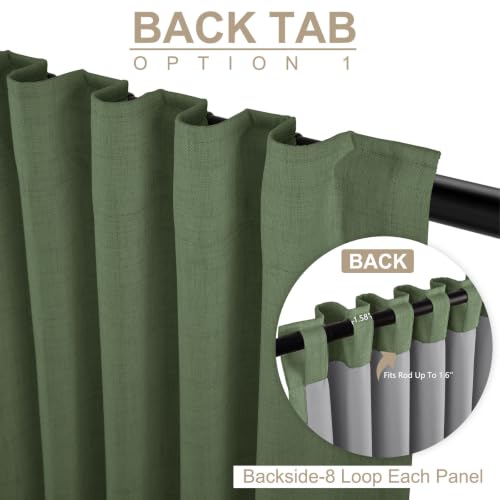 Image of Faux Linen Total Blackout Curtains for Bedroom 90 Inches Long, Olive Green