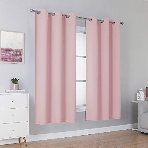 Dualife Baby Pink Curtains Panels For Girls Room Nursery Solid Blackout Room Darkening Curtains For Bedroom Grommet Top Window Treatment Drape 38X54 Inches Long #TOP1