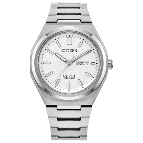 Image of CITIZEN Men's Eco-Drive Zenshin Three-Hand White Dial Super Titanium Watch 39mm - AW0130-85A