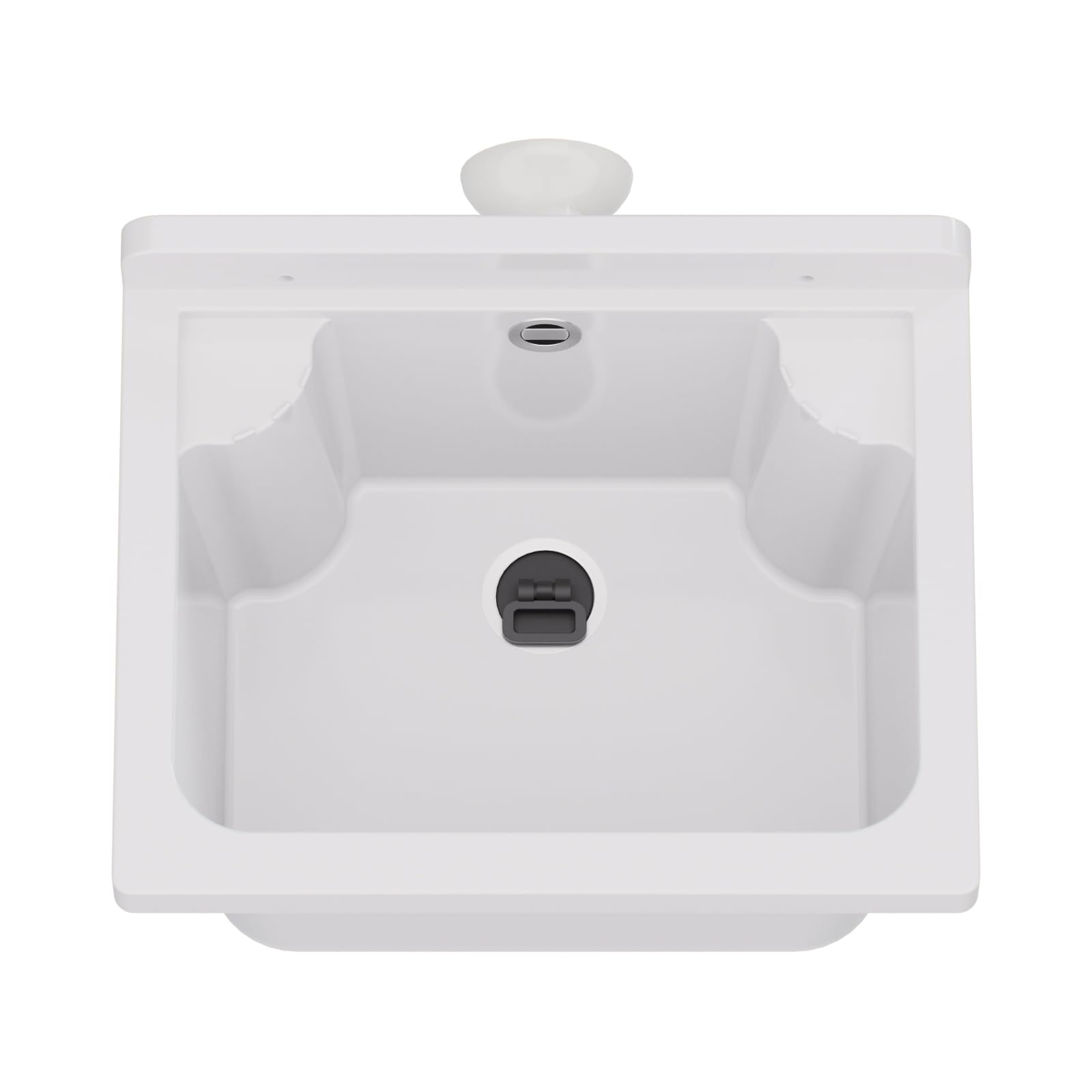 Lavandino, catino, lavello in plastica per esterno, giardino, garage, cantina, stanza di lavaggio, officina, 4 colori (Bianco)