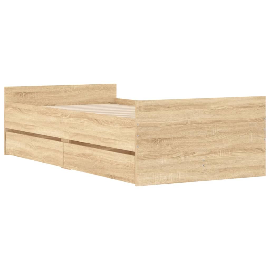 vidaXL Estructura de Cama con cajones Roble Sonoma 90x200 cm