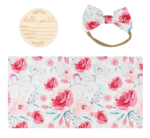 Image of Newborn Baby Swaddle Set Headband and Name Card