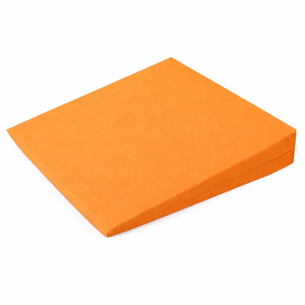 Brillars 11 Degree Wedge Seat Pillow for Back Pain Relief & Posture Support – Ideal for Comfort During Long Sitting Periods – 37x37x9cm (Orange)