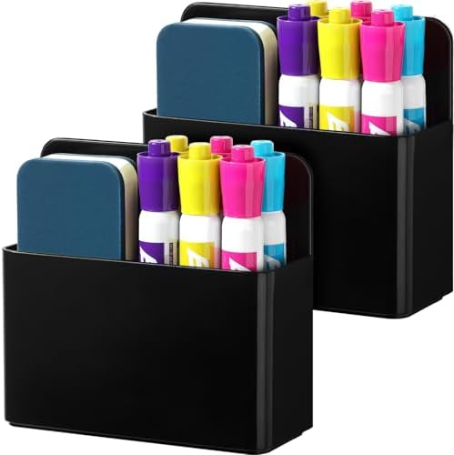 2 Pack Magnetic Marker Holder for Whiteboard – Plastic Pen/Pencil...