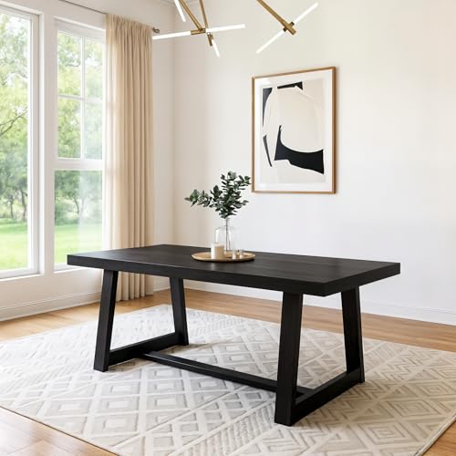 Plank+Beam 72 Inch Farmhouse Dining Table, Solid Wood Rustic Kitchen Table, Large Wooden Rectangular...