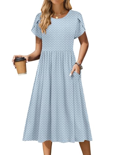 Image of Zeagoo Womens Summer Dresses Casual Aline Midi Dress Short Sleeve Floral Tshirt Dress Flowy Beach Sundresses with Pockets