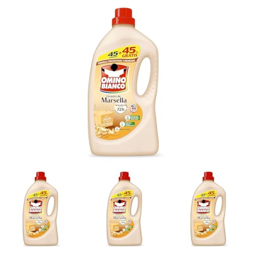 Omino Bianco Detergente Líquido Marsella 45 Dosis + 45% Gratis, 2640ml (Paquete de 4)