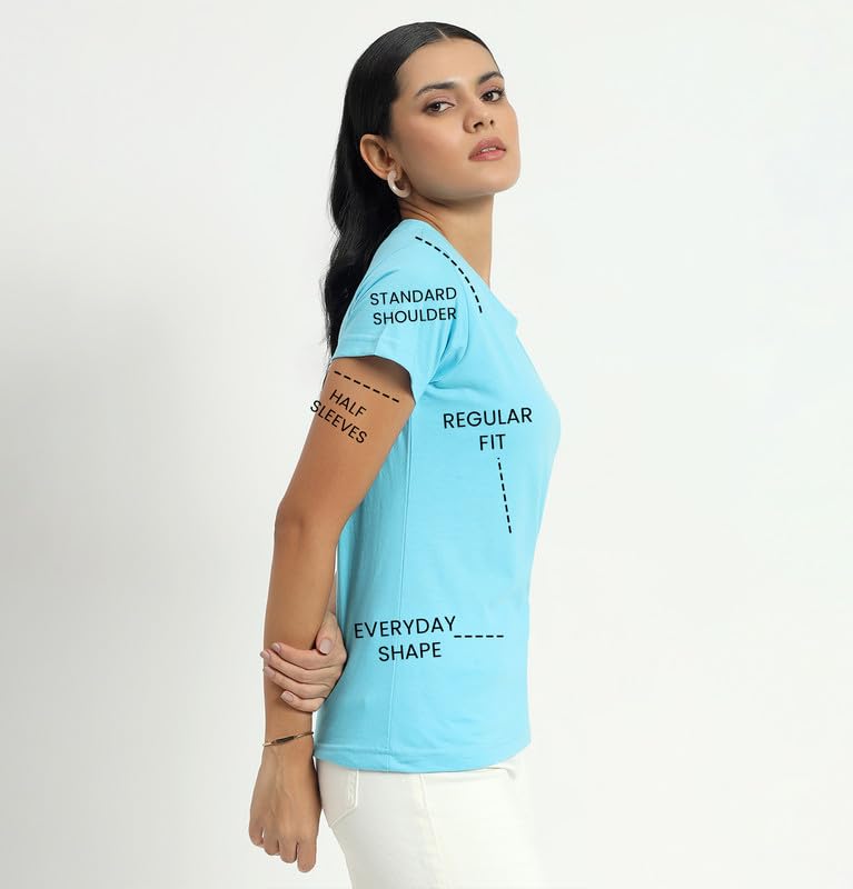 Image of Sleepynuts Women's Plain Round Neck Regular Fit Half Sleeve Cotton T Shirt