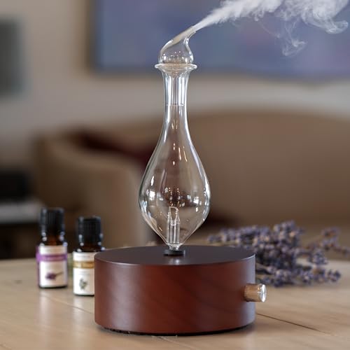ArOmis Premium Glass Essential Oils Nebulizer - Waterless Diffuser for Aromatherapy - Handmade Oil Diffuser Wooden Base No Plastic No Heat No Battery No LEDs - Solum Nox Merus