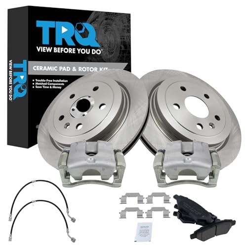 Image of TRQ Rear Brake Pad & Rotor Kit Ceramic Compatible with 2010-2015 Chevrolet Camaro