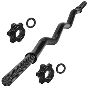 47″” EZ Curl Bar Weight Lifting Bar 1-inch Curling Bars for Weight lifting with 2 Star Collars Star-nuts (220lb Weight Capacity) for Hip Thrusts Squats Lunges for Gym and Home