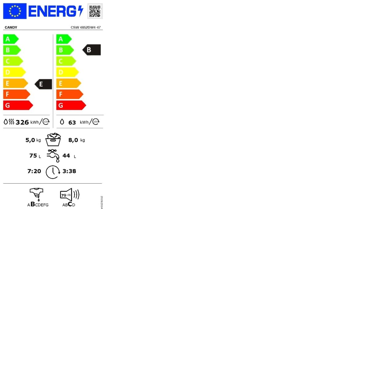 CANDY Lave linge sechant Frontal CSW4852DW4-47