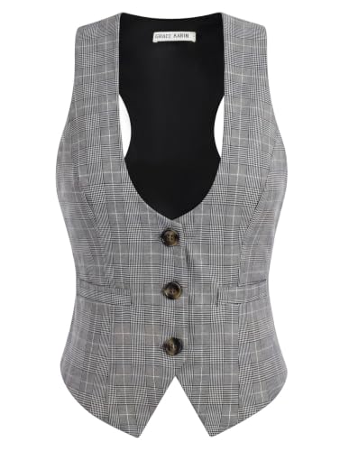Image of GRACE KARIN Women's Suit Vest Top, Dressy Casual Sleeveless Button Waistcoat, Fromal Steampunk Blazer for Work Office