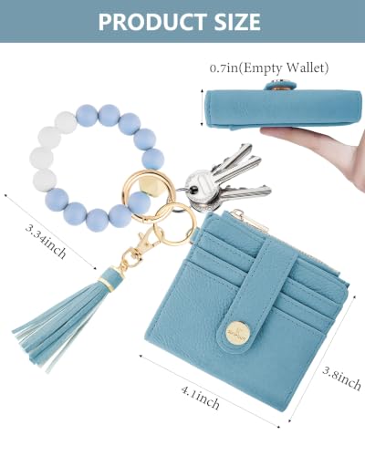 Image of Wristlet Wallets for Women,Keychain Wallet RFID Small Wallet | 10 Card Slots,2 ID Windows,Cash Compartment,Zipper Coin Pocket,Wrist Strap & Keychain,Shopping,Travel and Daily Use