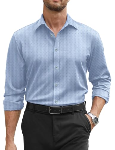 Image of COOFANDY Mens Stretch Dress Shirts Long Sleeve Button Down Shirt Regular Fit Formal Business Shirts