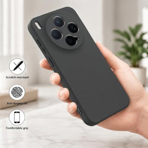 Image of Back Cover for Vivo X300 5G | Full Camera Protection | Premium Liquid Silicon Case | Flexible Bumper Case for Vivo X300 5G (Black)