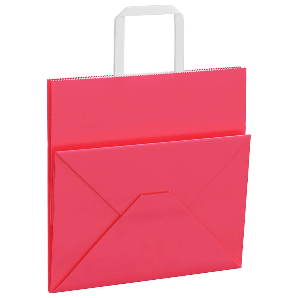 Papiertragetaschen Rosa 26x17x25 cm aus Kraftpapier mit Papierseilhenkeln 250 Stk. nachhaltige Geschenktüten für Geburtstag Hochzeit Party Kindergeburtstag Jubiläum