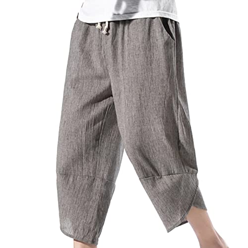 Dinnesis Cotton Linen Shorts Men's Shorts Sport 3/4 Jogging Bottoms Training Trousers Sports Shorts Bermuda Sports Shorts Capri Trousers with Drawstring Elastic Waistband Short Jogging Bottoms, GY2, Dinnesis Cotton Linen Shorts Men's Shorts Sport 3/4 Jogging Bottoms Training Trousers Sports Shorts Bermuda Sports Shorts Capri Trousers with Drawstring Elastic Waistband Short Jogging Bottoms, GY2,