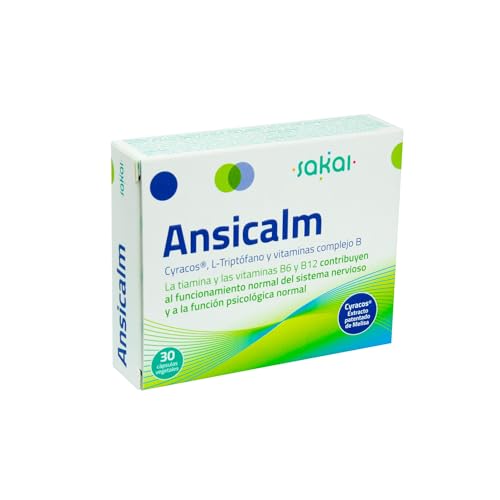 Sakai–Ansicalm- Reduce los nervios, el ánimo bajo y la ansiedad– Duerme mejor y descansa más – Ayuda a la relajación – Rápida acción- L-Triptófano, Vitaminas B y Cyracos®