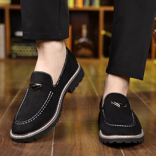 Image of Coramtty Men's Dress Loafers Classic Comfort Vintage Suede Slip On Business Work Driving Walking Casual Shoes